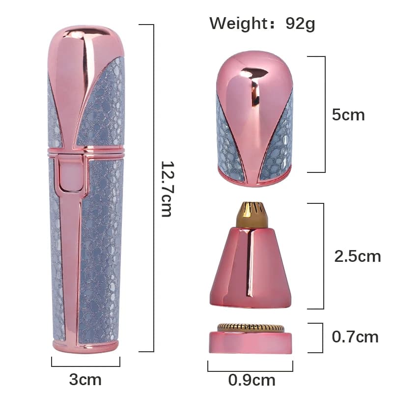 2 In1 Rechargeable Facial Hair Removal and Eyebrow Shaver - Face Lips Body Painless Facial Razor with Built-in LED Light USB - 3