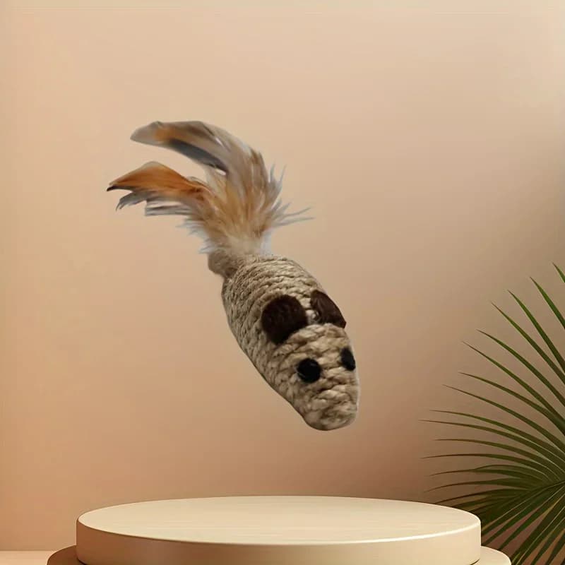 1/4 قطع لعبة فأر مزيف من السيزال للقطط لعبة محشوة مقاومة للعض لعبة تفاعلية للقطط فئران محاكاة ألعاب محشوة للقطط الصغيرة - 3