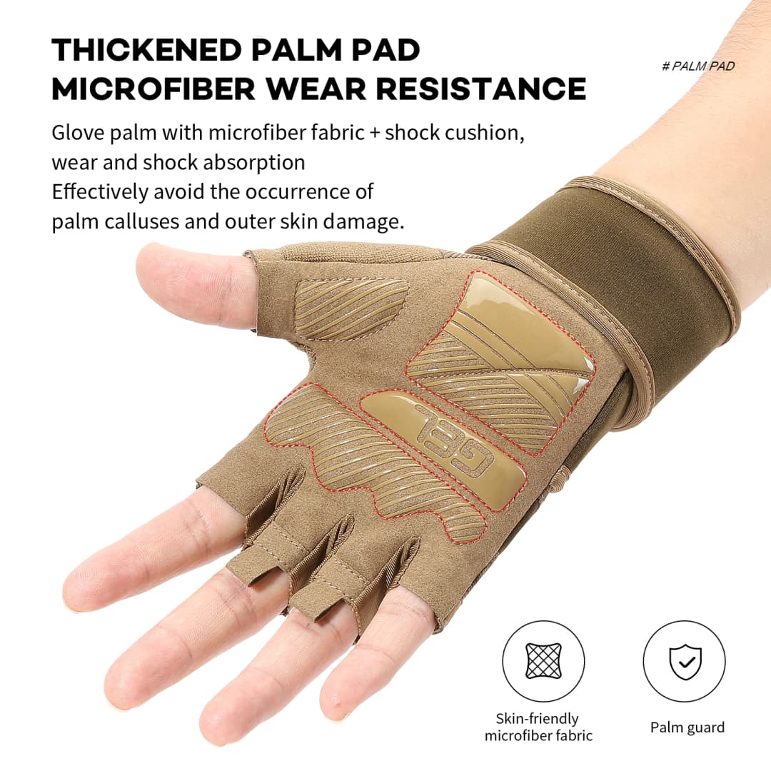 قفازات رياضية نصف إصبع لرفع الأثقال، قفازات لياقة بدنية مضادة للانزلاق مع دعم للمعصم، تمرين كروسفيت - 3