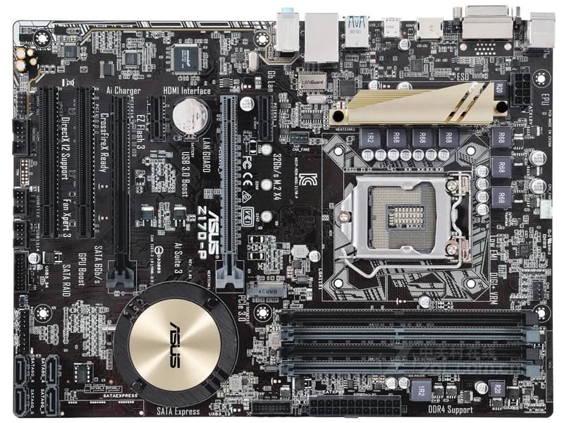 لوحة أم مستعملة Asus Z170-P، شريحة Z170، مقبس LGA 1151، معالجات i7/i5/i3، ذاكرة DDR4 64 جيجابايت، M.2 SATA3، USB3.0، ATX، للجيل السادس أو السابع - 2