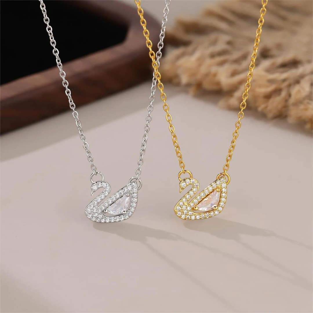 قلادة من التيتانيوم الفاخر على شكل بجعة، تصميم أنيق لسلسلة عظمة الترقوة، هدية مثالية للصديقات - 4