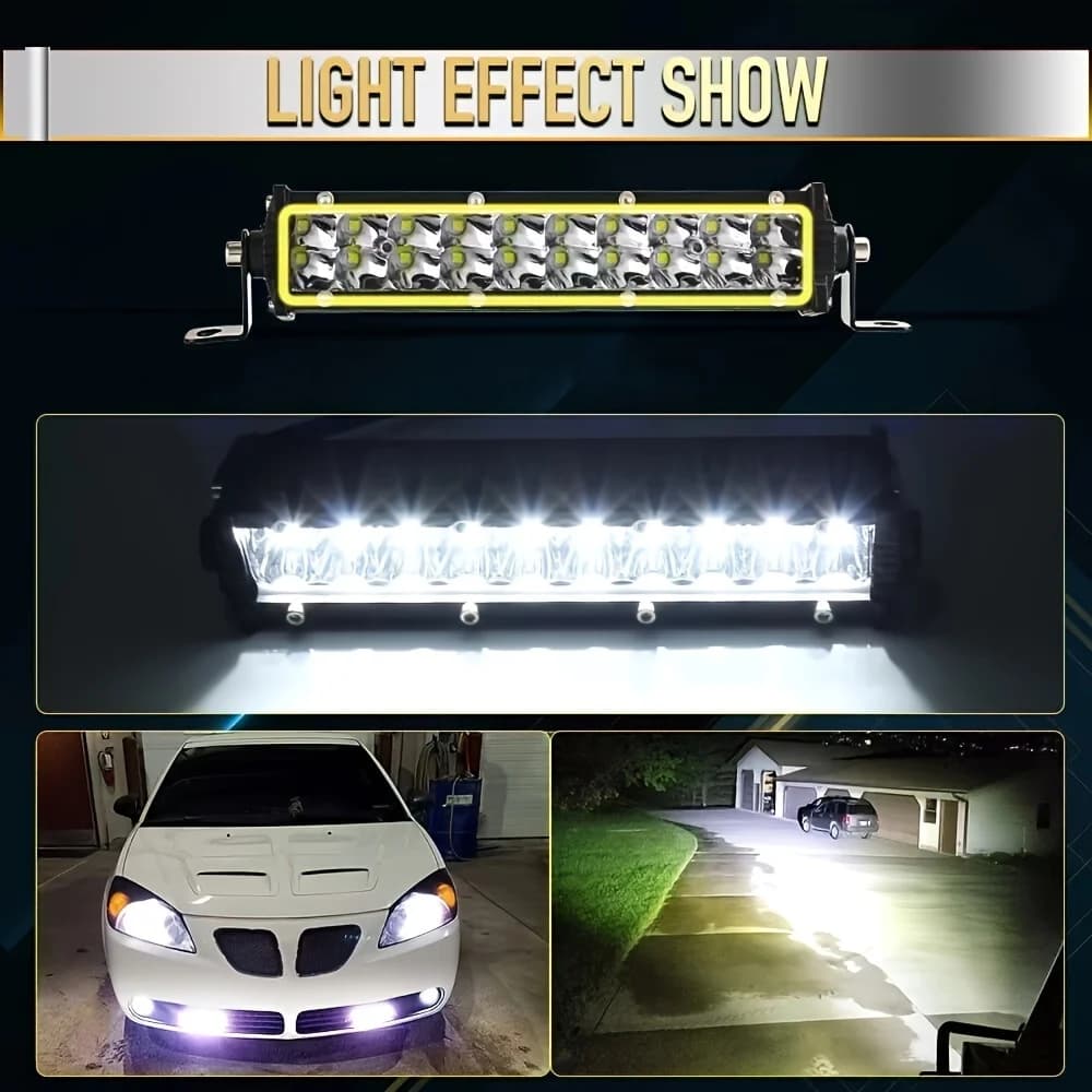 7 Inch slim Dirt Bik led Light Bar, Motorcycle LED pod lights, Off Road Light Bar led work light for truck motorcycle SUV ATV Bo - 3