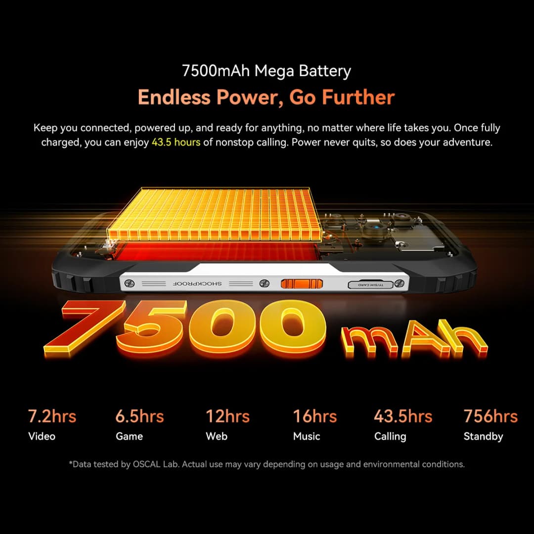 هاتف ذكي متين Blackview OSCAL PILOT 3 5G AI، معالج MTK 6300، شاشة 6.78 بوصة FHD+2.4K بمعدل تحديث 120Hz، 12+24GB رام، 256GB+2TB روم، بطارية 7500mAh - 5