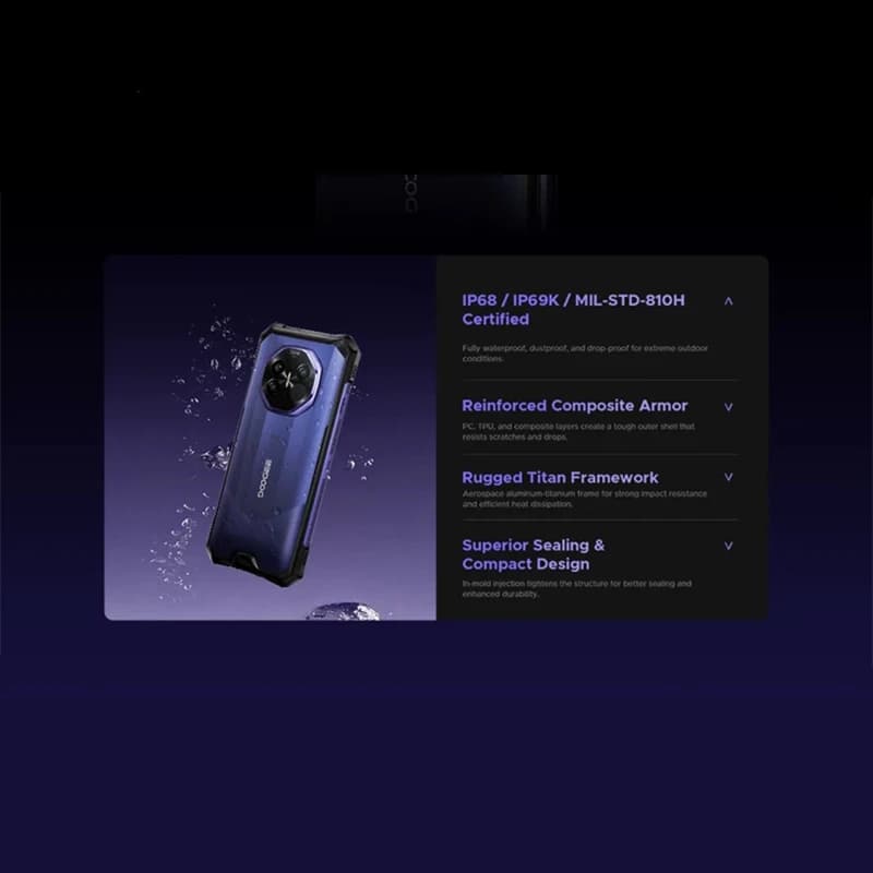 هاتف DOOGEE S300 Plus حراري متين 5G تصوير حراري 12 جيجابايت 1 تيرا بايت شاشة 6.78 بوصة أندرويد 16 دعم الهاتف المحمول - 5