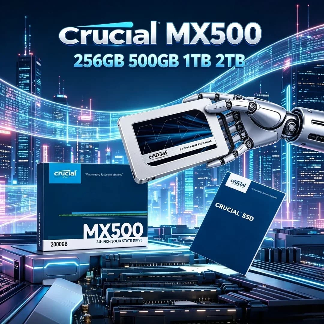 وصول جديد: وحدة تخزين Crucial MX500 SSD بسعة متعددة، واجهة SATA، مقاس 2.5 بوصة، تقنية 3D NAND، تخزين عالي السرعة لأقراص الكمبيوتر المحمول الصلبة