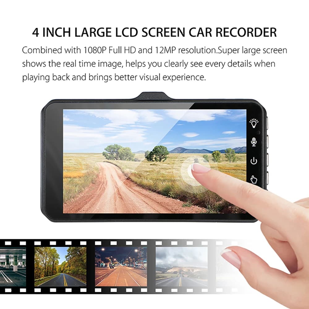Touch Screen Dual-Lens Car DVR 4-inch 1080P Dash Cam for Cars Video Recorder Optional Rear View Camera 24H Parking Monitor - 3