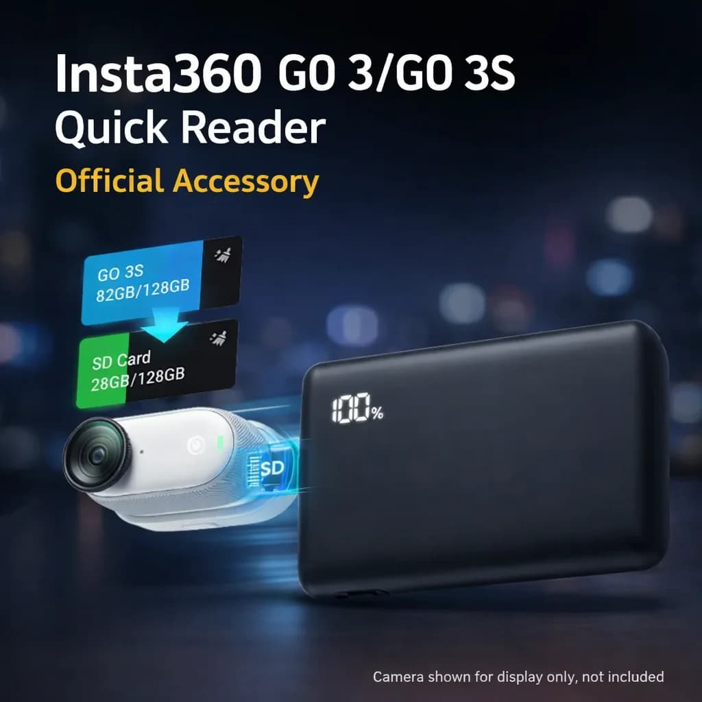 Official Insta360 GO 3/GO 3S Quick Reader, Type-C & Lightning Support, File Transfer + Direct Charging Adapter