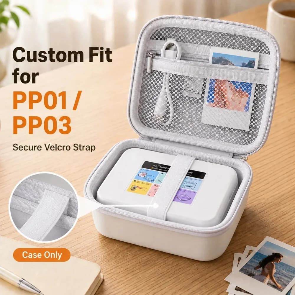 Photo Printer Case for Nelko PP01/PP03, EVA Hard Shell Travel Storage Organizer Bag for Printer, Sticky Paper, Cable Only - 5