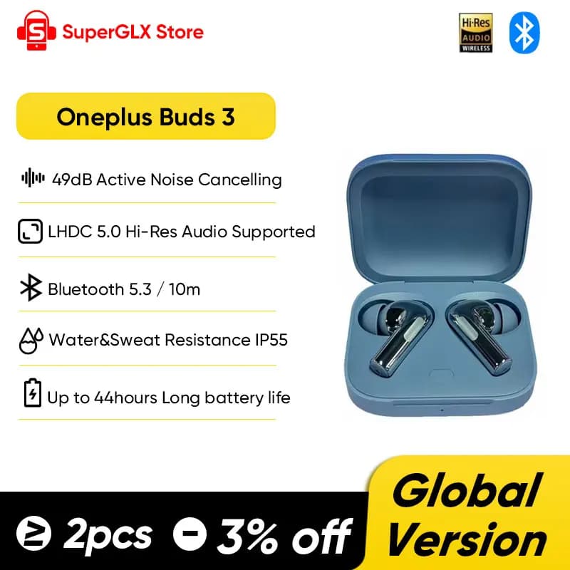 2024 جديد الأصلي ون بلس براعم 3 DynEarphone TWS بلوتوث 48dB إلغاء الضوضاء سماعة لاسلكية لون بلس 12