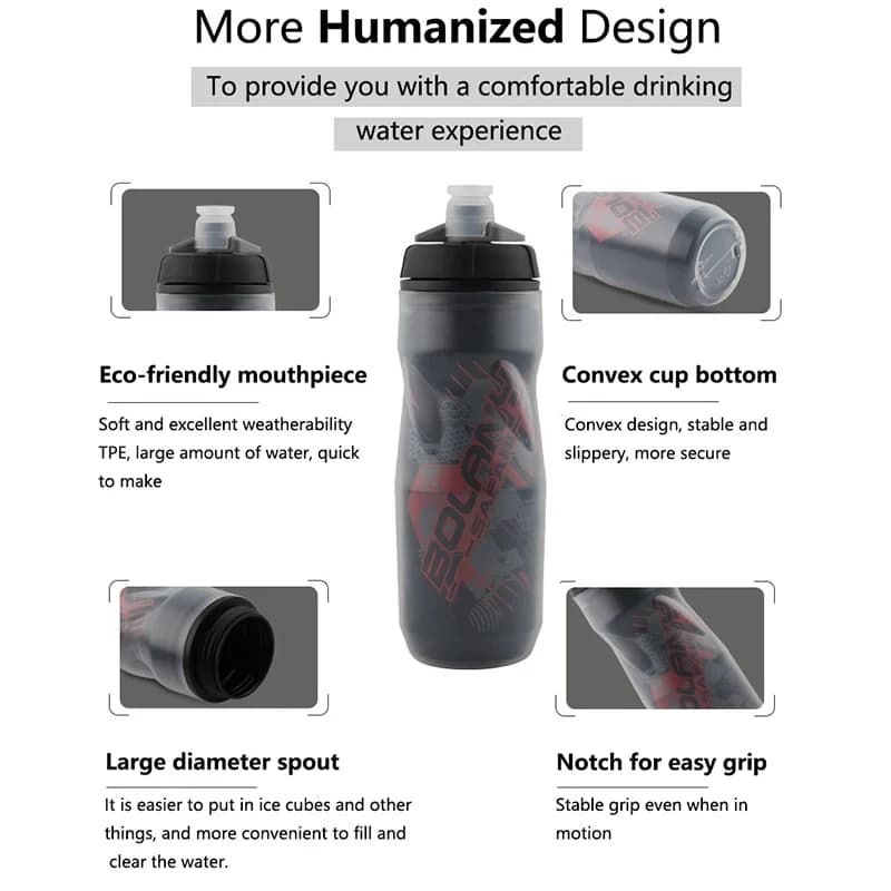 600ML Double Layer Bike Water Bottle PP5 Heat & Cold Insulated Sports Water Cup Outdoor Cycling Water Bottle Bicycle Accessory - 4