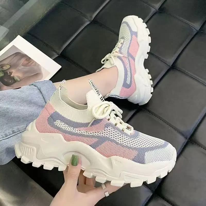 أحذية رياضية نسائية ربيع وصيف 2024، خفيفة الوزن، قابلة للتنفس، نسيج فلاي نيت، أحذية كاجوال مسطحة