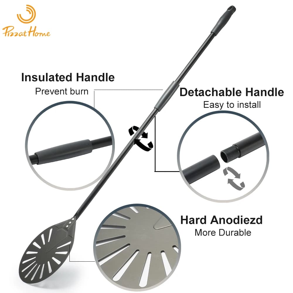 PizzAtHome 9 Inch Pizza Peel 47 inch Long Handle Pizza Turning Peel 9 Inch Pizza Shovel Laser Logo Pizza Oven Accessories - 2