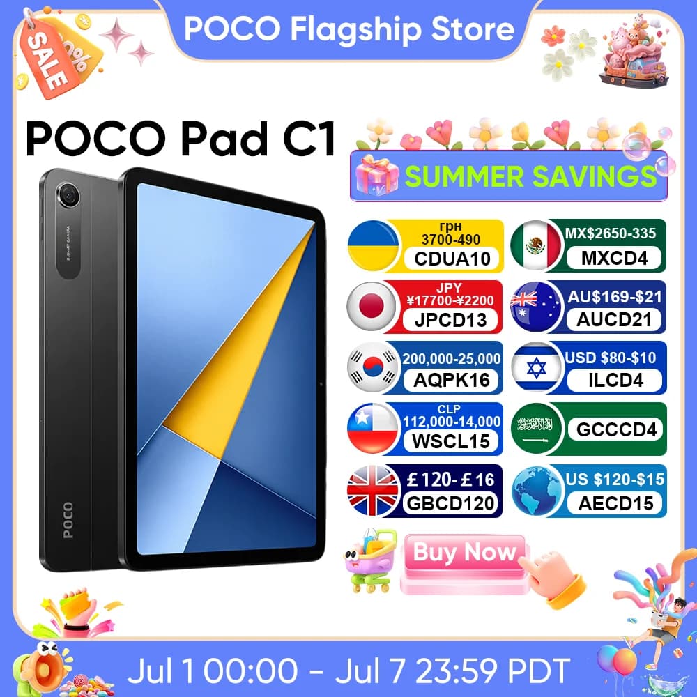 جهاز لوحي POCO Pad M1 الأحدث، إصدار عالمي، معالج Snapdragon 7s Gen 4، شاشة 12.1 بوصة، معدل تحديث 120 هرتز، دقة 2.5K، بطارية 12000 مللي أمبير في الساعة، شحن سريع 33 واط، ذاكرة وصول عشوائي 8 جيجابايت، ذاكرة داخلية 256 جيجابايت