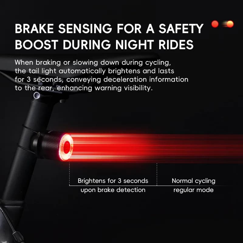 ROCKBROS Bicycle Rear Light Smart Brake Vibration Light Sensing Bike Taillight Type-C Synchronized MTB Road Cycling Tail Light - 3
