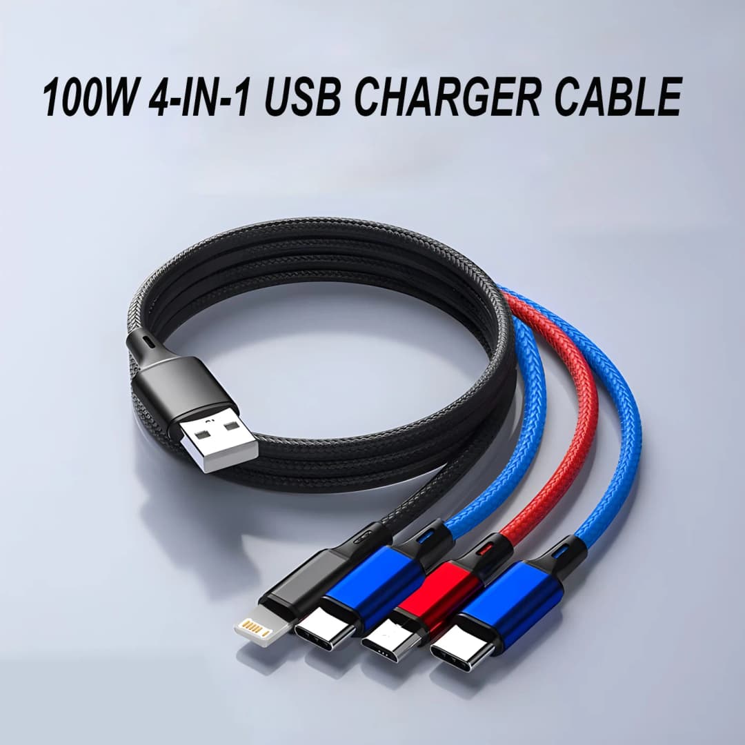 4 in 1 Multi Charger Cable For iPhone 15 14 13Pro Max Mini 3 in 1 Micro USB Type C Fast Charging Cable for Android iPhone Huawei - 3