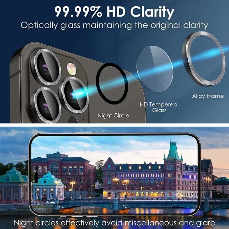 3 قطع واقي عدسة معدني من الزجاج لـ iPhone 15 13 12 11 14 Pro Max غطاء حماية عدسة الكاميرا الخلفية لـ iPhone 13 Mini 14 15 Plus - 5