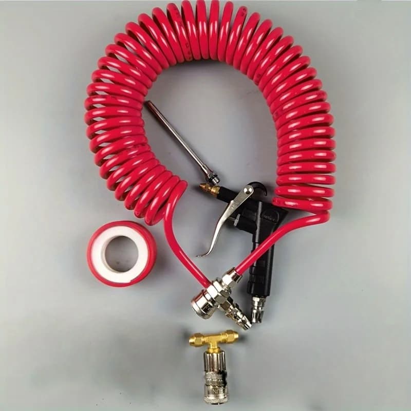 تنظيف مسدس نفخ منفضة الهواء للشاحنة شديدة التحمل و2 أطراف فوهة قابلة للتبديل - مجموعة مسدس نفخ مقعد الهواء الأحمر - 4