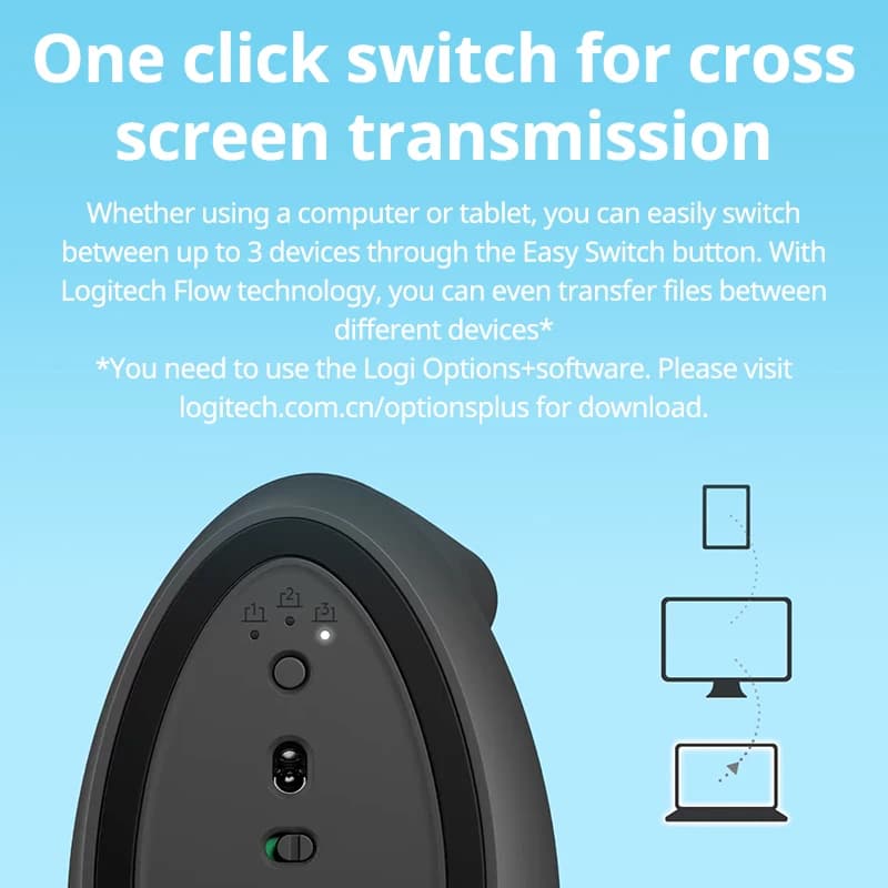Logitech Lift Vertical Mouse  Ergonomic Wireless With Silent Click Bluetooth/Usb Dual Mode For Pc Laptop Tablet Wrist Pain - 4