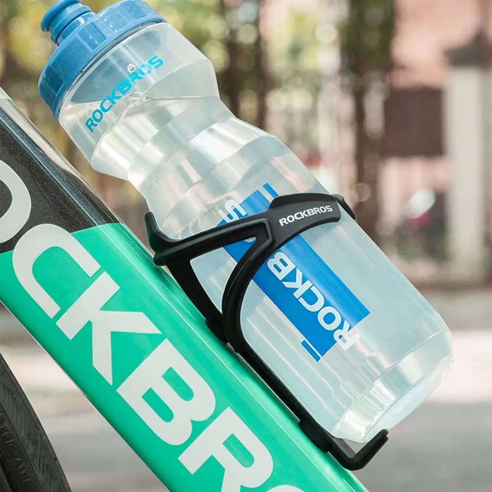 ROCKBROS زجاجة ماء للدراجات + حامل زجاجة ماء - طقم من قطعتين - زجاجة ماء رياضية 750 مل + حامل زجاجة ماء مصبوب متكامل - 6