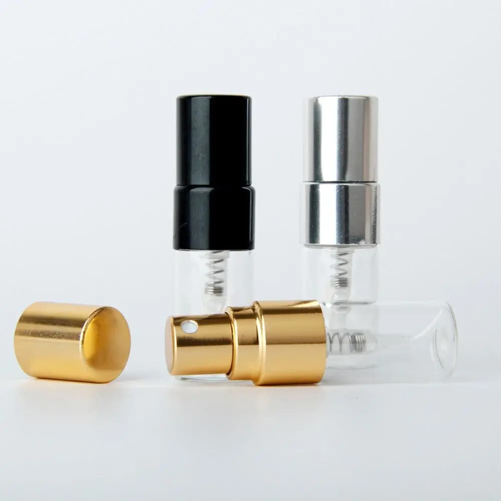 زجاجة رذاذ عينة 2 مل، زجاجة عطر قابلة لإعادة الملء، ذرة معدنية، زجاجة رذاذ محمولة للسفر، حاوية مستحضرات تجميل، إكسسوارات - 3