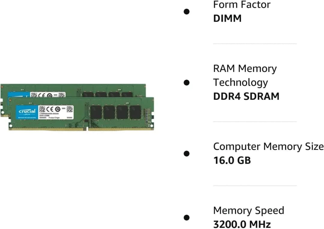 Crucial RAM DDR4 Memory 8GB 16GB 4GB 3200MHz 2133MHz 2400MHz 2666MHz PC4-19200 288-Pin For Desktop Memory PC Computer Moudle - 2