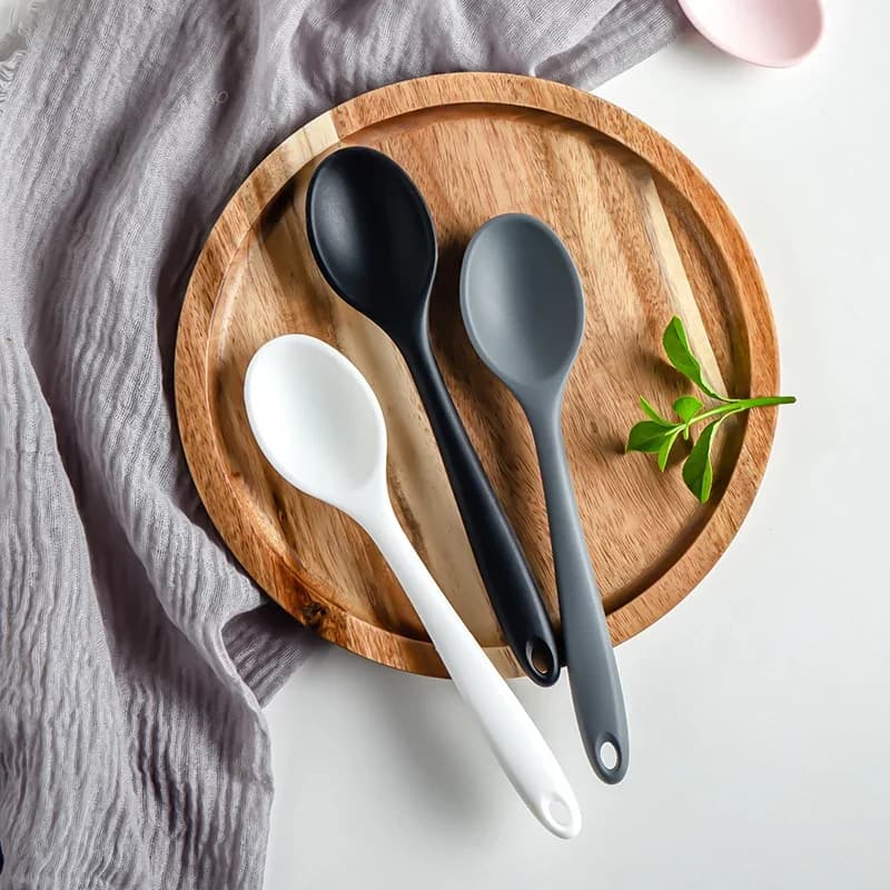 3pcs Silicone Spoon Mixing Soup Spoons Kitchen Mixing Ladle Cooking Utensils Kitchenware Tool for Stirring and Serving - 2