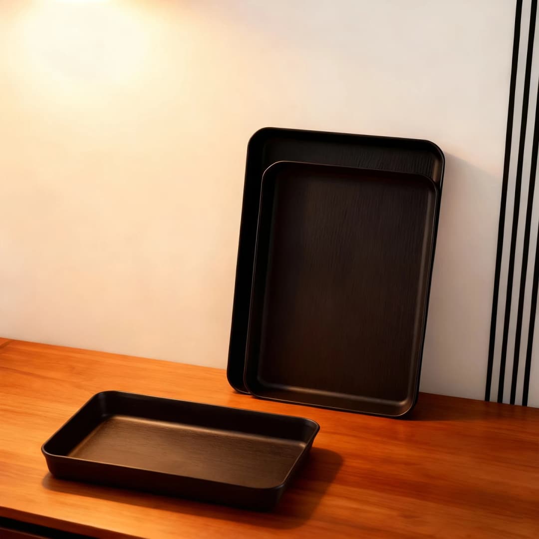 صينية تخزين بلاستيكية عميقة متعددة الوظائف صينية فاكهة مستطيلة طبق كعك وحلويات منظم مطبخ صينية تقديم طعام - 5