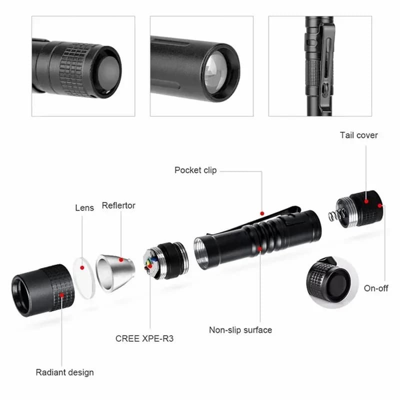 Mini LED Camping Fishing Flashlight Pen Light Mini Portable led Tactical Flashlight For The Dentist for Hiking edc Torch Lantern - 3