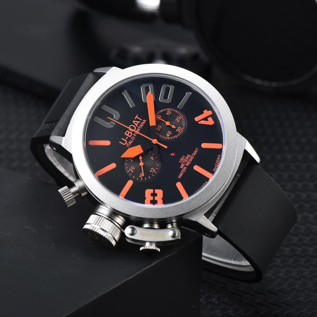 U-Boat Style Men's Quartz Watch Chronograph Waterproof Sport Watch Multiple Colors Available Rubber Strap Wristwatch for Men