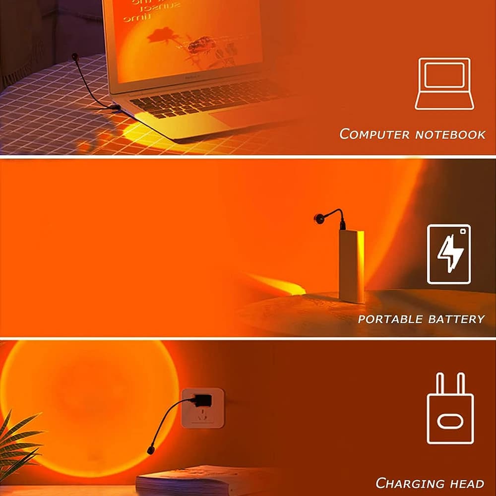 Portable USB Sunset Ambient Light, Dormitory Desktop Lighting Fixture, Plug and Play for a Healing Sunset Moment - 4