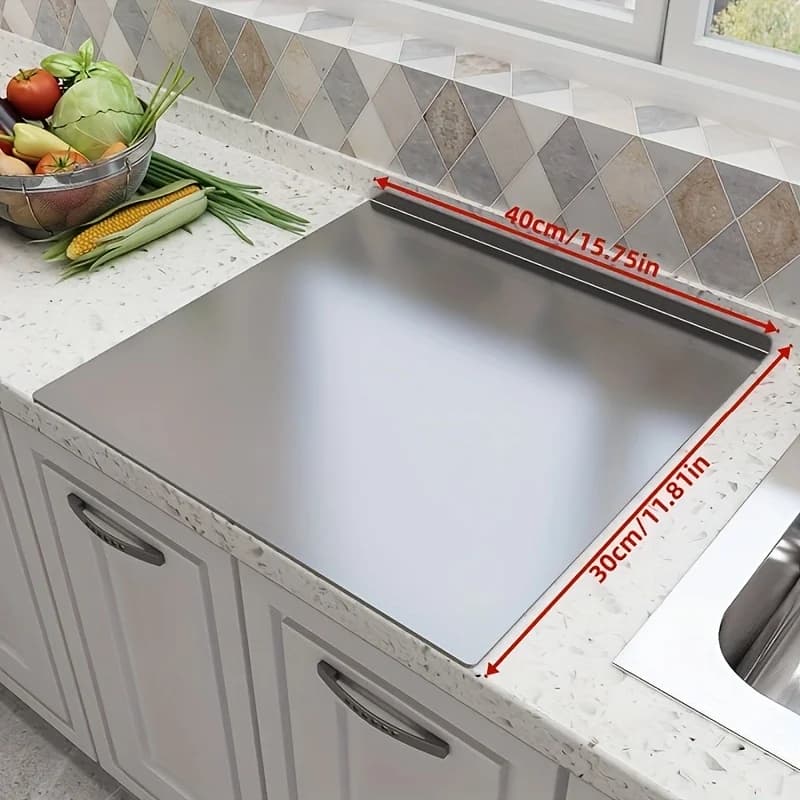 Stainless Steel Cutting Board - Heavy Duty Non-Slip for Meat, Vegetables & Baking | Easy Clean with Safety Lip - 3