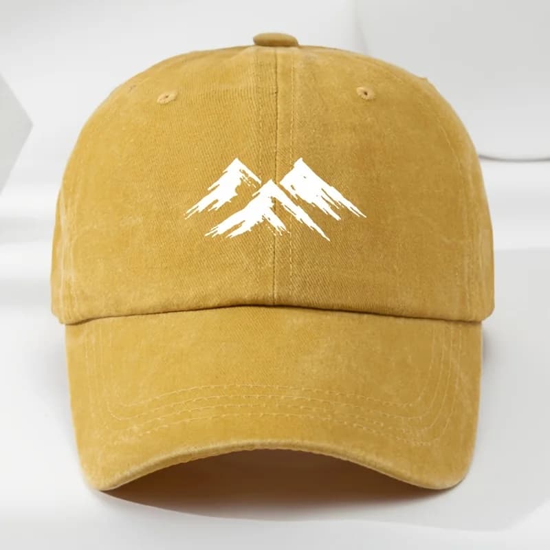 Interesting baseball cap, mountain print, outdoor men's casual sports, breathable duckbill cap, washed retro sun hat - 6