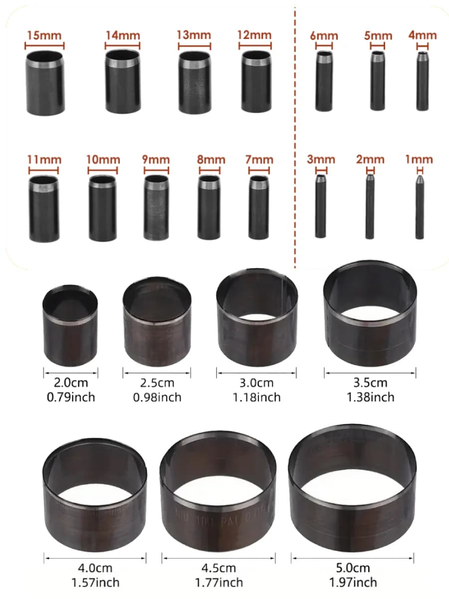22 قطعة ثقب دائري لكمة 1-50 مللي متر، مجموعة أدوات قطع مجوفة مع حافظة للحرف الجلدية اليدوية