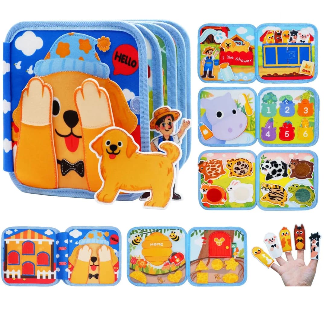 لعبة مونتيسوري لوحة مشغولات الزرافة، كتاب تعليمي هادئ للأطفال من عمر 3 إلى 6 سنوات، لعبة حسية للسفر - 5