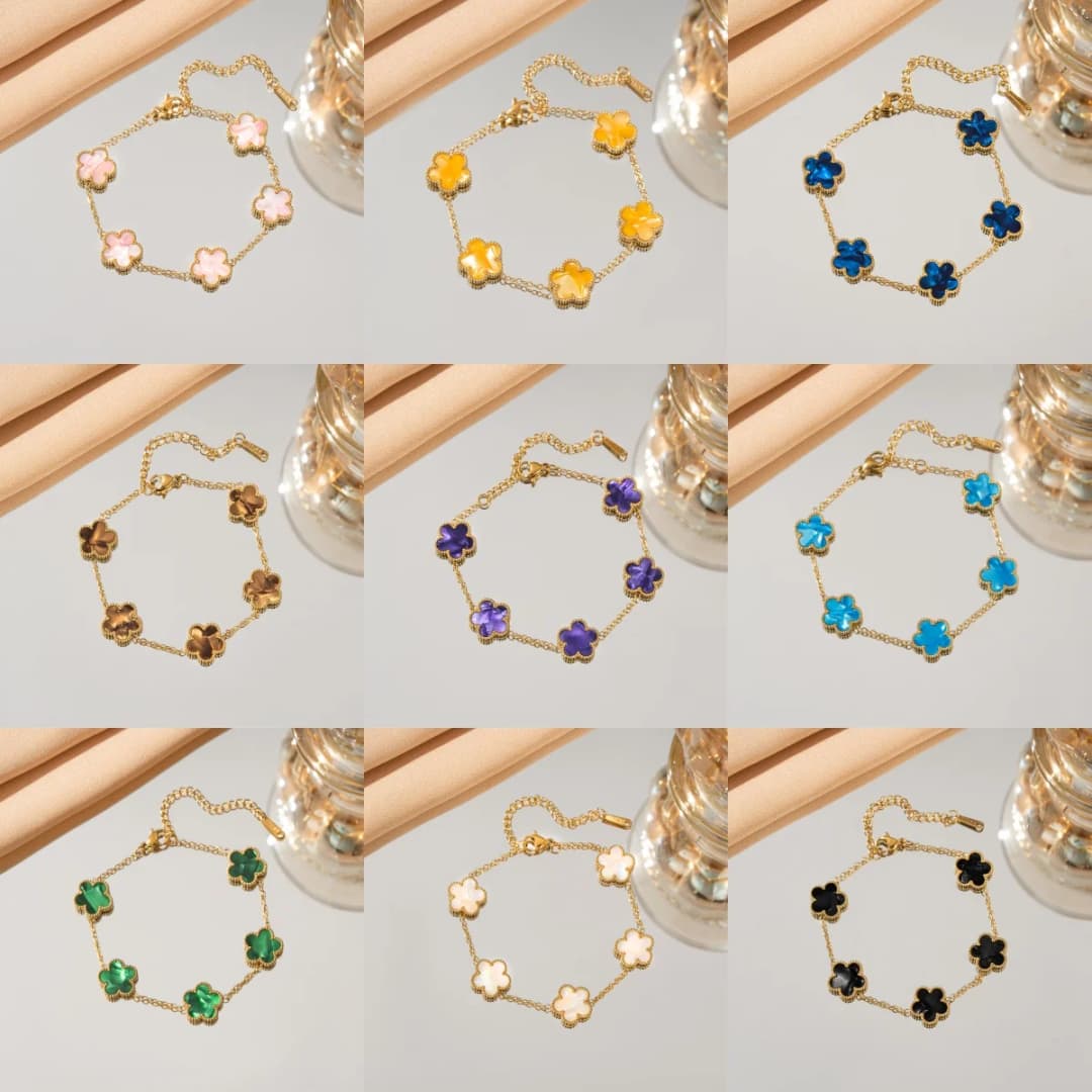 أسورة من الفولاذ المقاوم للصدأ على شكل زهرة ذات خمس بتلات، هدية فاخرة للحفلات والمناسبات - 2