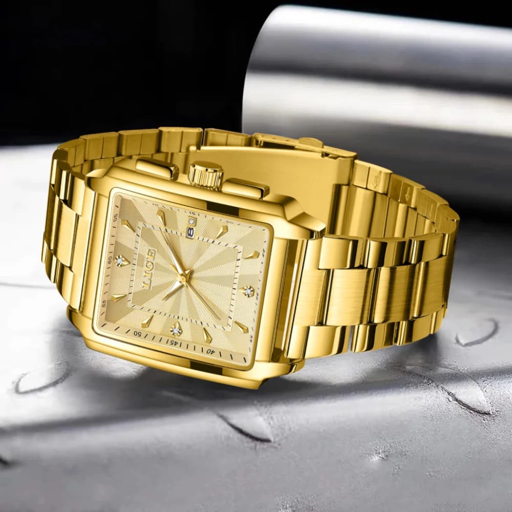 LIGE Fashion Business Watch Men Square Sport Waterproof Watches For Men Top Brand Luxury Military Quartz Chronograph Wristwatch - 4
