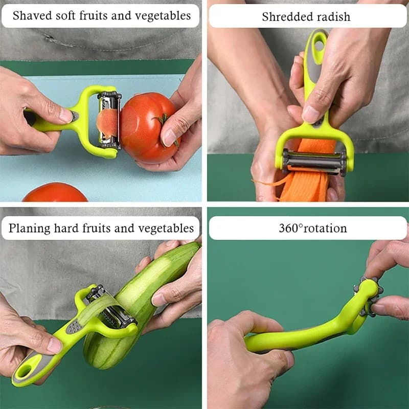 3 In 1 Rotary Peeler Fruit Vegetables Cabbage Graters Salad Carrot Potato Slicer Kitchen Multifunction Grater Julienne Peeler - 4