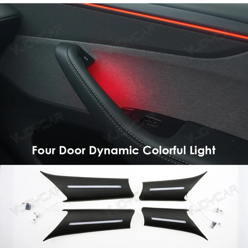 إضاءة محيطة جديدة لمقبض باب موديل Y جونيبر، إضاءة جيب باب موديل 3 هايلاند، مصباح LED داخلي للسيارة - 6