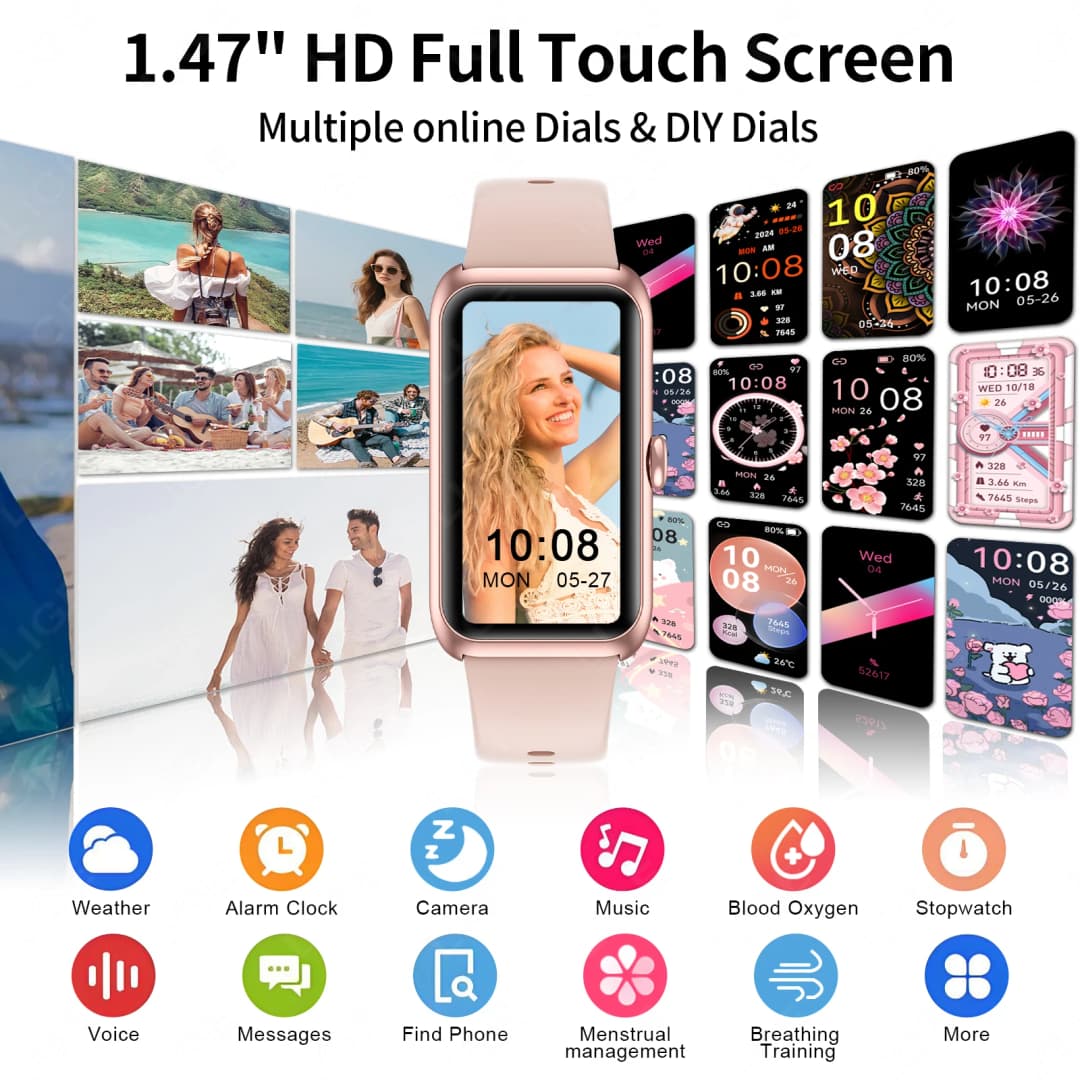 LIGE New Fashion Smart Watch Ladies Call Reminder Blood Oxygen DIY Custom Dial Sports Bracelet Waterproof Men Smartwatch Women - 5
