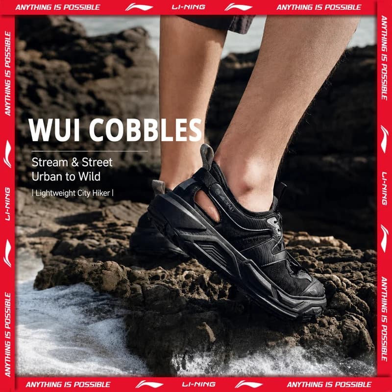 صنادل خارجية Li-Ning WUI COBBLES للجنسين، قابلة للتنفس، امتصاص الصدمات، خفيفة ومستقرة، صنادل ترفيهية AGHW003