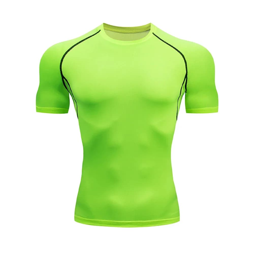 Men's Bodybuilding Sports Tight T-shirt Summer Compression O-Neck T Shirt Gym Fitness Quick Dry Running Tshirt Male Workout Tops - 6