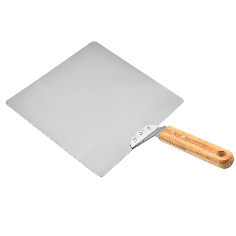 مقشر بيتزا من الفولاذ المقاوم للصدأ بمقبض خشبي - مجرفة خبز احترافية لنقل الفرن واستخدام المطبخ المنزلي - 5