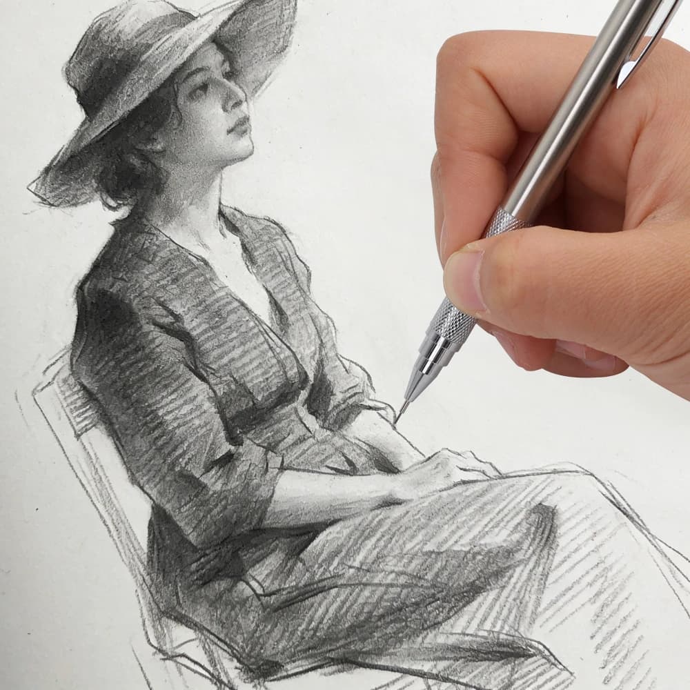 0.3/0.5/0.7/0.9/1.3/2.0mm Mechanical Pencil Set Art Drawing Painting Automatic Pencil with 2box Leads Office School Supply - 5