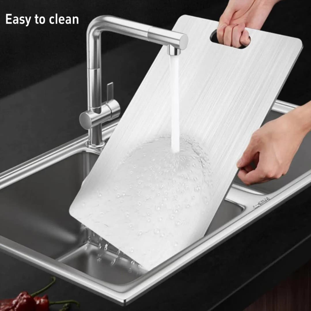 لوح تقطيع جديد من الفولاذ المقاوم للصدأ لعام 2025، لوح تقطيع عالي التحمل على الوجهين، مناسب للحوم والخضروات والفواكه، متين - 4