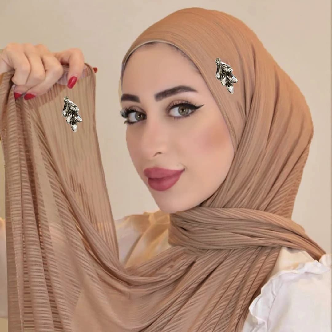 ألماس جديد مضلع جيرسي حجاب كريب حجر الراين وشاح مسلم عادي شالات ناعمة يلتف الإسلامية عصابة للنساء