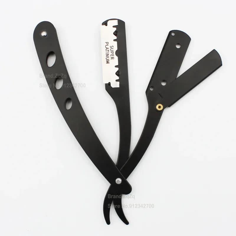 10 شفرات حلاقة أو شفرة حلاقة بحافة مستقيمة لقص الشعر واللحية والحاجبين أداة إزالة الشعر يدويًا - 4