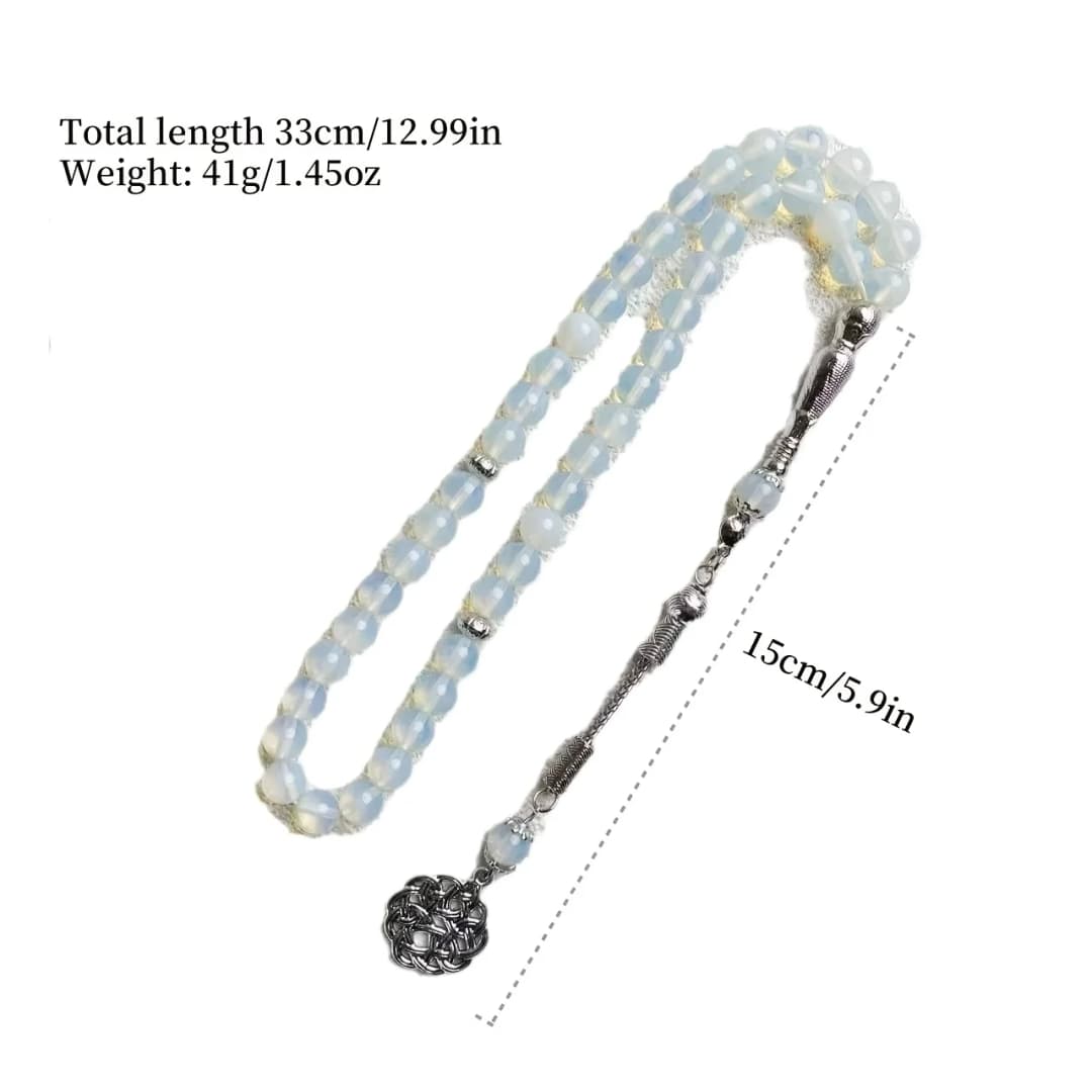 حبات مسبحة إسلامية جديدة 8 سم 45 أوبال TASBIH الشرق الأوسط للرجال والنساء أساور صلاة مجوهرات رمضان - 6
