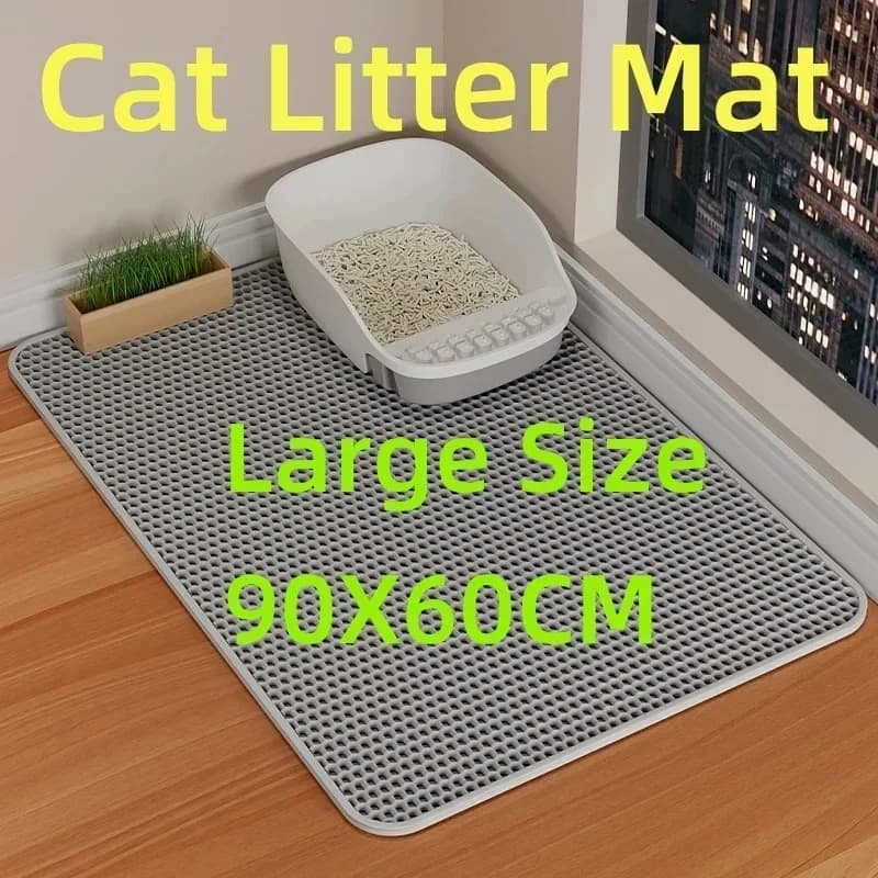 Large Cat Litter Mat Waterproof Double Layer Non Slip Litter Box Tray Pad Washable Durable Pet Toilet Training Mat