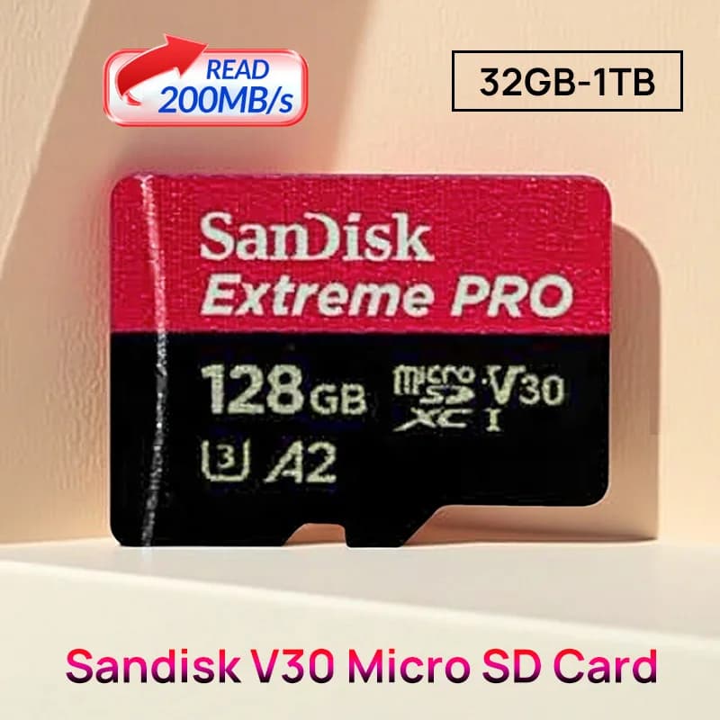 بطاقة ذاكرة SanDisk V30 Micro SD Extreme PRO بسعة 32 جيجابايت و64 جيجابايت و128 جيجابايت و256 جيجابايت و512 جيجابايت و1 تيرابايت، UHS-I، بطاقة TF بسرعة 200 ميجابايت/ثانية، C10 U3 4K لكاميرا Steam Deck