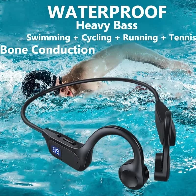 New Real Bone Conduction Wireless Earphone Sport Headphone Bluetooth-Compatible Headset Hands-free with Mic for Running - 3